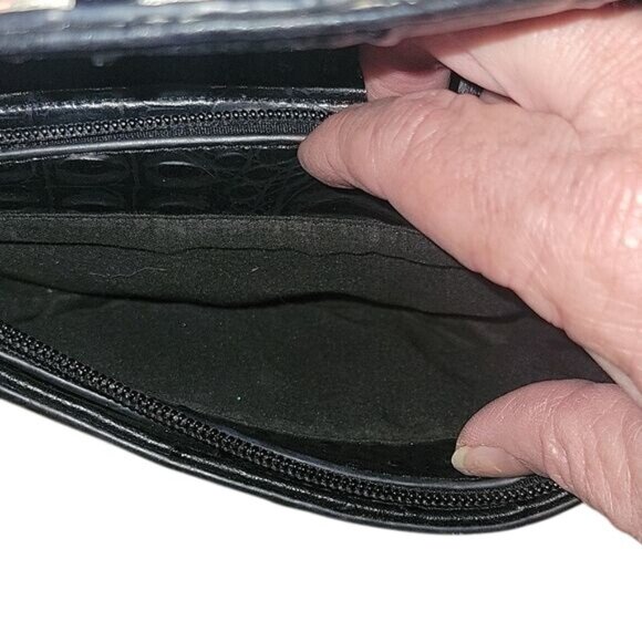 Black & Multicolor Textured Faux Leather Crossbody & Satchel Set With Zipper & M - Picture 4 of 9